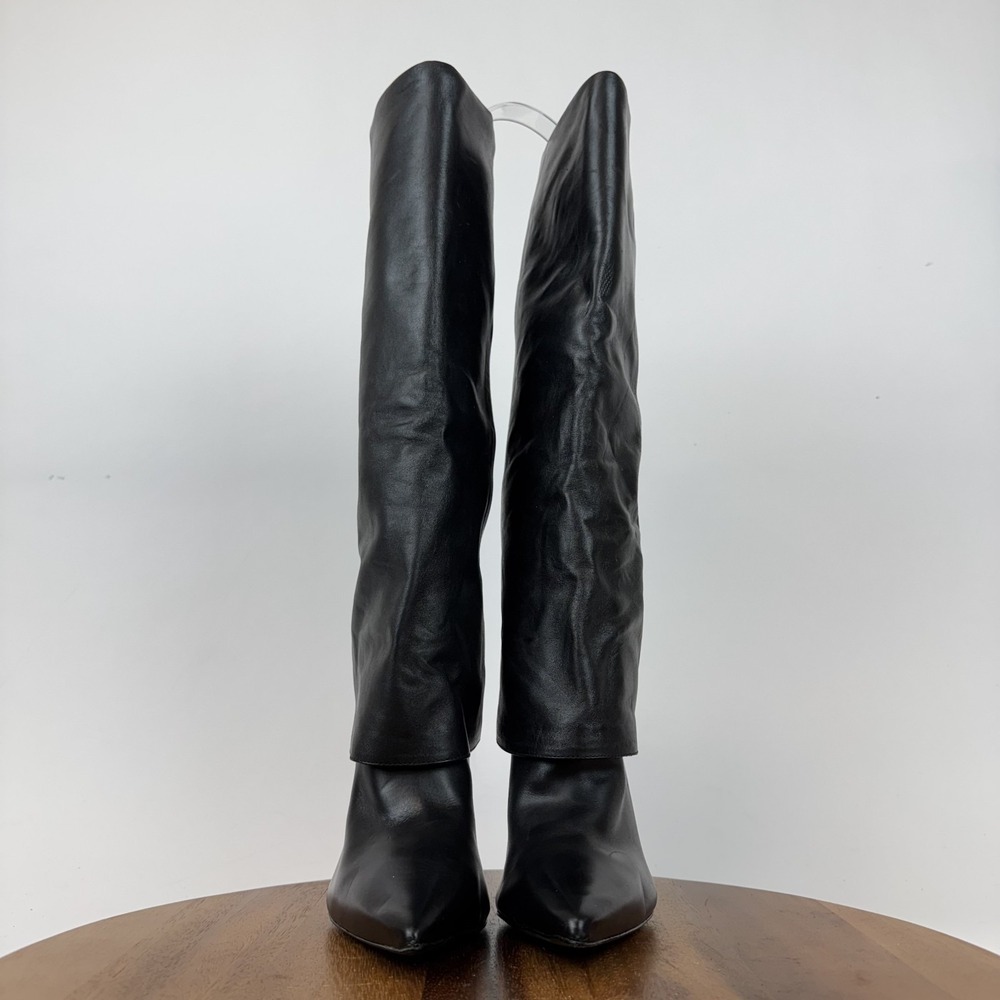 Womens Black Suede Studio Martine Black Leather Heeled Knee High Boots Size 39‎ - Picture 3 of 8